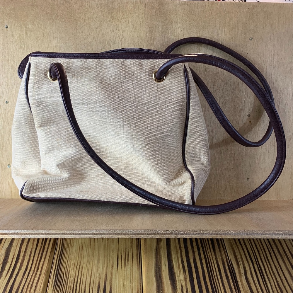 Etiene Aigner Burlap Style Bag Double Handle - Picture 2 of 7